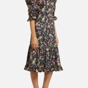 Black Halo Nadir Multicolor Floral Long Sleeve Cotton A Line Dress Size 6 NWT